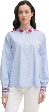 Mos Mosh MMOsmo Stripey Shirt - Dames - Overhemden - Blauw - L - Katoen - Overhemden