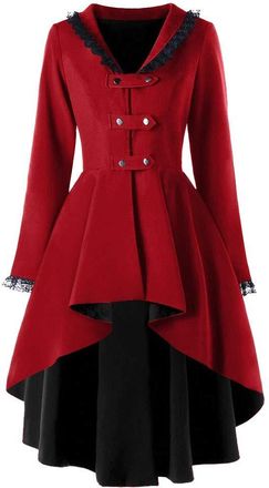 Generic Halloween Costumes Womens Autumn Winter Jackets Coat Steam Punk Vintage Gothic Victorian Medieval Renaissance Tailcoat Ladies Irregular Hem Outfits Tr