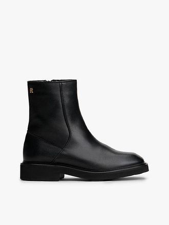 Tommy Hilfiger Square Toe Leather Ankle Boots