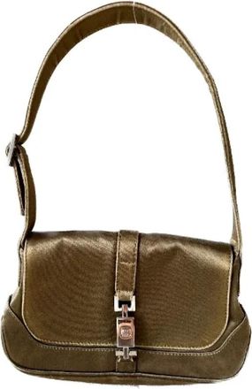 Gucci Pre-owned Satin gucci-bags - Dames - Vintage Schoudertas - Groen - ONE Size - Satijn - Vintage