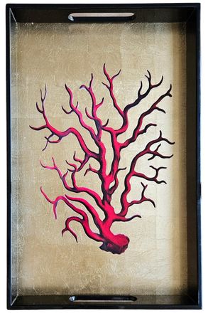 Les-Ottomans Bandeja lacada-coral