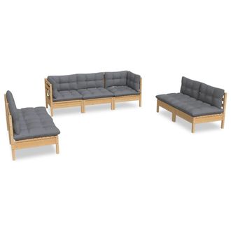 vidaXL Juego De Muebles De Jard&iacute;n 7 Pzas Y Cojines Madera Maciza Pino Vidaxl