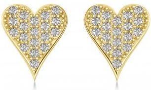 Allurez Diamond Pave Elongated Heart Earrings 14k Yellow Gold (0.38ct)