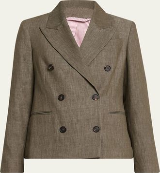 Brunello Cucinelli Double-Breasted Cotton Denim Blazer