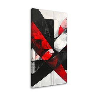 Feeby Cuadro Sobre Lienzo, Abstracci&oacute;n Geom&eacute;trica Rojo, 60x120