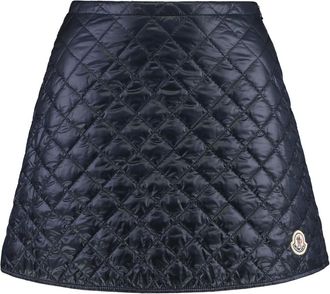 Moncler Rokken, Dames, Blauw, S, Polyester, Diamond-Quilted Mini Skirt