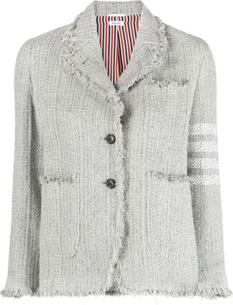 Thom Browne 4 Bar-stripe tweed jacket - women - Cotton/Polyester/Polyamide/Acrylic/Viscose/Wool/Acetate/Silk - 42 - Grey