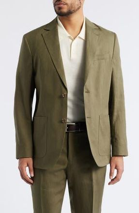 Nordstrom Henrik Trim Fit Solid Italian Linen Suit Separate Jacket in Olive Ivy at Nordstrom Rack, Size 44 Regular