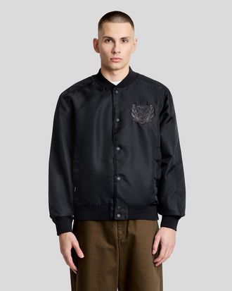 Lyle & Scott Mens Embroidered Crest Varsity Jacket - Black - Size X-Large