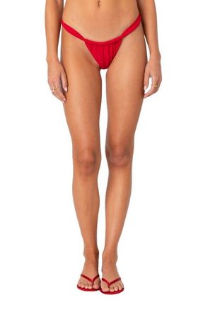Edikted Soraya Ruched Bikini Bottoms in Red at Nordstrom, Size X-Small