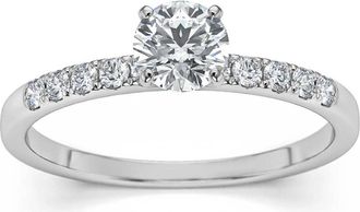 Pompeii3 1/2Ct Round Cut Diamond Engagement Ring in White Yellow or Rose Gold