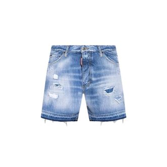 Dsquared2 Denim Shorts, male, Blue, L, Light Super Ripped Wash Commando Denim Shorts