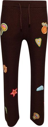 Casablanca patch-detailed crochet trousers - men - Cotton - L - Brown