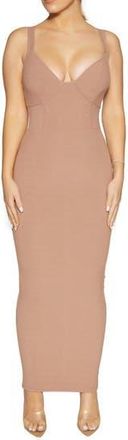 Naked Wardrobe Faux Bustier Maxi Dress in Coco at Nordstrom Rack, Size Small