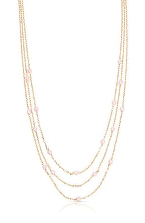 Ettika Perfect Pink Layered Imitaiton Pearl Station Necklace at Nordstrom