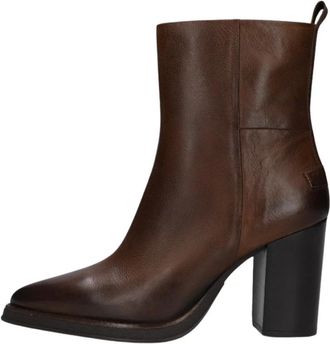 Shabbies Amsterdam Grunch AMI Enkellaarzen - Dames - Laarzen met Hak - Bruin - 37 EU - Schoenen