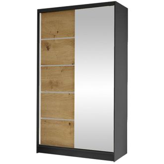 Mirjan24 Armario Closico 166, Negro + Roble Artisan, 200x100x58cm, Puertas De Armario: Correderas, N&uacute;mero De Estantes: 4