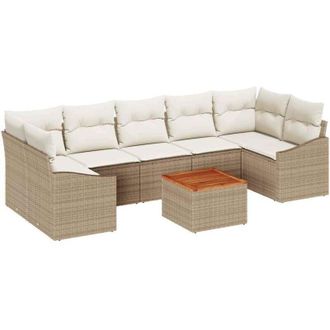 vidaXL Conjunto De Sof&aacute; De Jard&iacute;n 8 Pcs Beige, Blanco Vidaxl