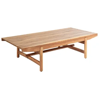 Beliani Beliani - Mesa De Centro De Jard&iacute;n De Madera De Acacia 145 X 79 Cm Dise&ntilde;o R&uacute;stico Madera Clara Giaveno