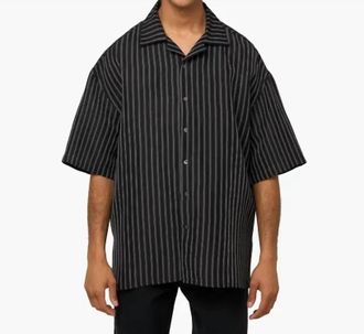 Willy Chavarria Camp Collar Short Sleeve Shirt In Black