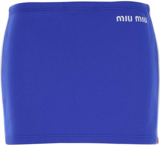 Miu Miu Blue Stretch Nylon Mini Skirt