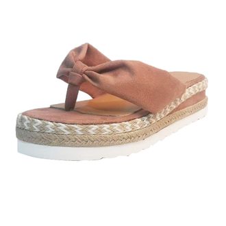 Generic Women Platform Sandals Espadrille Flat Sandals Solid Color Thong Sandal Fashion Open Toe Sandal Breathable Slip On Shoes Soft Walking Shoes Casual Wed