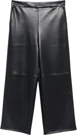 Max Mara Amati Faux Leren Cropped Broek - Dames - Vrijetijds broeken - Zwart - S - Leer - Broeken