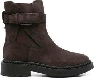 Ash Soft Suede Ankle Boots With Buckle Detail