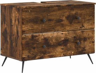 vidaXL Mueble De Lavabo Para Ba&ntilde;o Breda Roble Ahumado 82 X 41 X 59 Cm Vidaxl