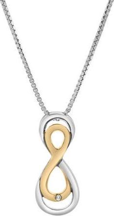 LuvMyJewelry Calirae Sterling Silver 0.02 Ct Two Tone Diamond Infinity Necklace in Two-Tone Yellow&white Silver at Nordstrom