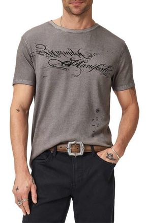 John Varvatos Cotton Blend Rib Graphic T-Shirt in Coal at Nordstrom, Size Xx-Large