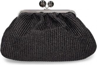 Max Mara Zwarte Pasticcino tas medium clutch rafia - Dames - Clutches - Zwart - ONE Size - Leer - Tassen