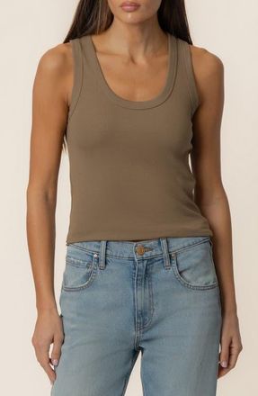 Kut from the Kloth Anastasia Stretch Cotton Blend Rib Tank in Russet at Nordstrom, Size X-Small