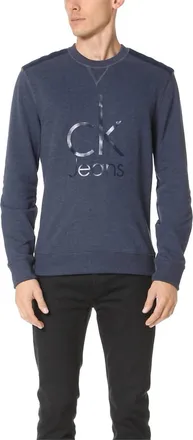Calvin Klein Logo Crewneck Sweatshirt In Navy