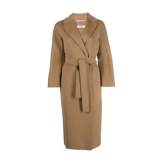 Max Mara Brown Wool Coat Notched Collar Belted - female - Max Mara - Belted Coats - Brown - 2XS - Coats