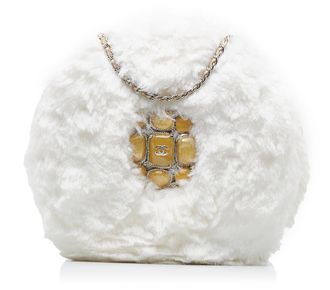 Chanel Faux Fur Embellished Round Crossbody Bag