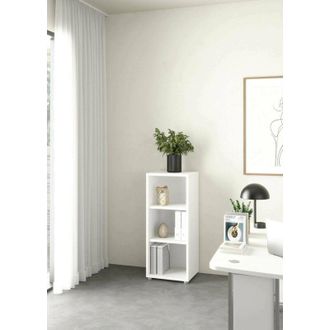 Dmora Estante Para Libros Theophane, Estante De Oficina, Porta Libros M&oacute;vil, Biblioteca, 47x40 H113 Cm, Blanco - Dmora