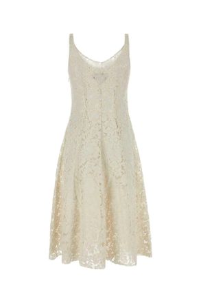 Prada Womens Ivory Lace Dress Naturale Co Me Pa Vi Abiti