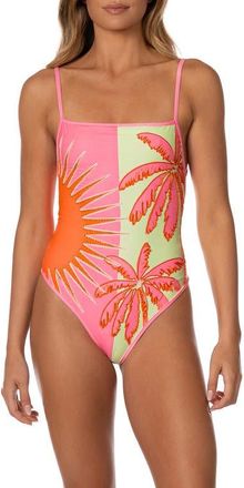 Maaji Palm & Sun Biella One-Piece Swimsuit in Pink at Nordstrom, Size Medium