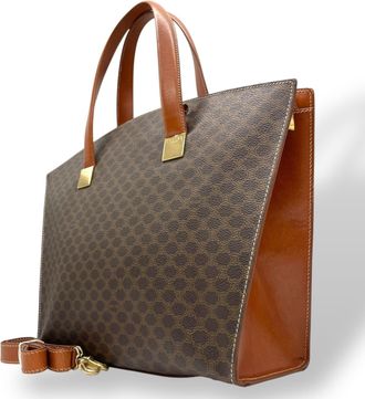 Celine Brown Camel Dark Brown Pvc Leather Shoulder Bag Tote Bag (Pre-Owned)