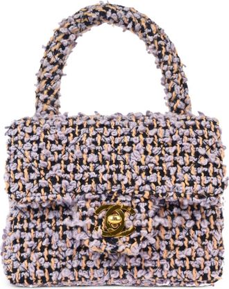 Chanel 1990-2000s micro tweed Classic Flap tote bag - Purple