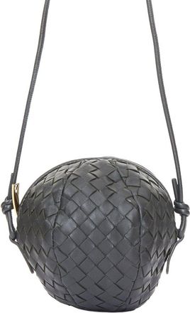 Bottega Veneta Black Woven Leather Mava Mini Crossbody (Authentic Pre-Loved)