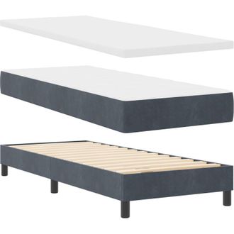 vidaXL Cama Con Somier Y Colch&oacute;n Negra 100x200 Cm Terciopelo Vidaxl