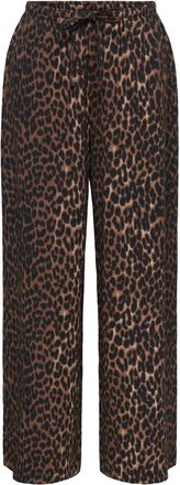 Only Schlupfhose ONLY ONLALTA MW STRING WIDE AOP PANT PNT ZLO, Damen, Gr. XL, L&auml;nge 32, schwarz aop:leo, Web, Obermaterial: 98% Polyester, 2% Elasthan, bed