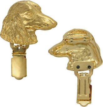 OEM Teckel De Pelo Largo: Broche Con Clip, Portan&uacute;mero De Salida Ba&ntilde;ado En Oro, Regalo Para Exposici&oacute;n Canina De Art-dog