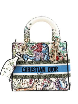 Dior Lady D-Lite Bag Embroidered Canvas Medium satchel - women - Canvas - One Size - Blue