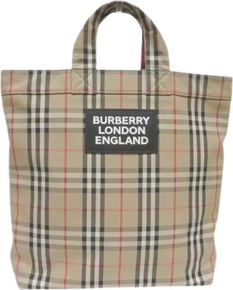 Burberry Pre-owned Tote Bags, female, Beige, Size: ONE SIZE Pre-owned Cotton Polyester Tote Bag
