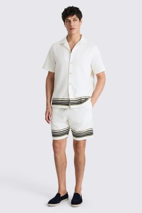 Moss Navy & Khaki Stripe Cotton Shorts