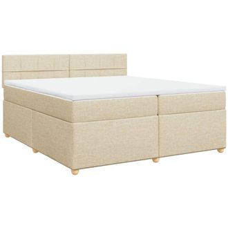 vidaXL Vidaxl - Cama Box Spring Con Colch&oacute;n Tela Color Crema 200x200 Cm