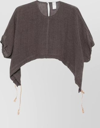 120% Lino cropped short-sleeve blouse